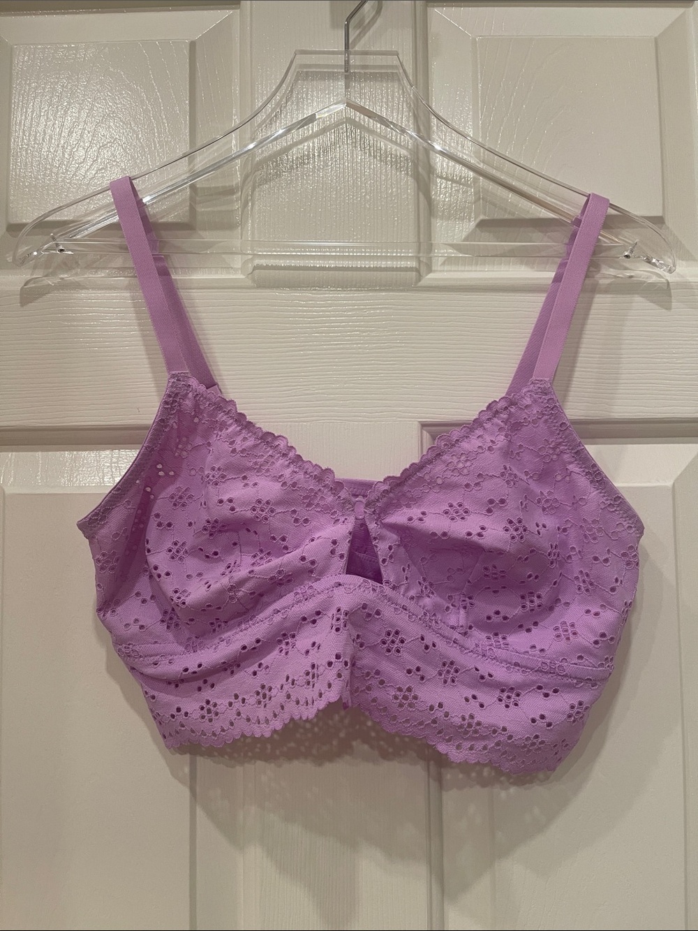 Lace Eyelet Bralette in Lavender - Women's Intimates S:L